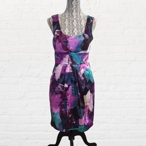 Retro print sleeveless halter bodycon cocktail mini dress
